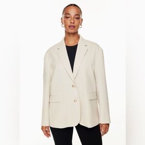 Babaton Oversized Blazer Vogue Style Pearl Beige Single Breasted Size L Aritzia